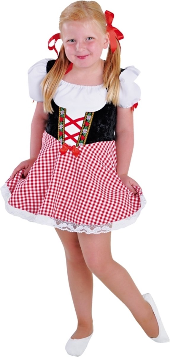 Boeren Tirol & Oktoberfest Kostuum | Zoet Alcoholvrij Biertje Dirndl | Meisje | Maat 104 | Bierfeest | Verkleedkleding